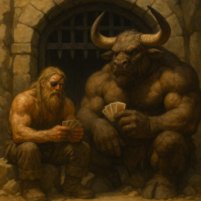 Knut und Minotaurus spielen Karten.png