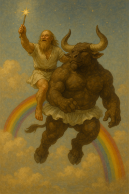 Knut mit Minotaurus auf Regenbogen.png