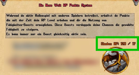 Das RP-Guthaben für den Glauben-Skillgain